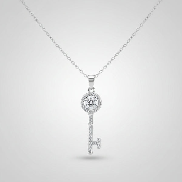 1/2 CT Moissanite Key Pendant Necklace