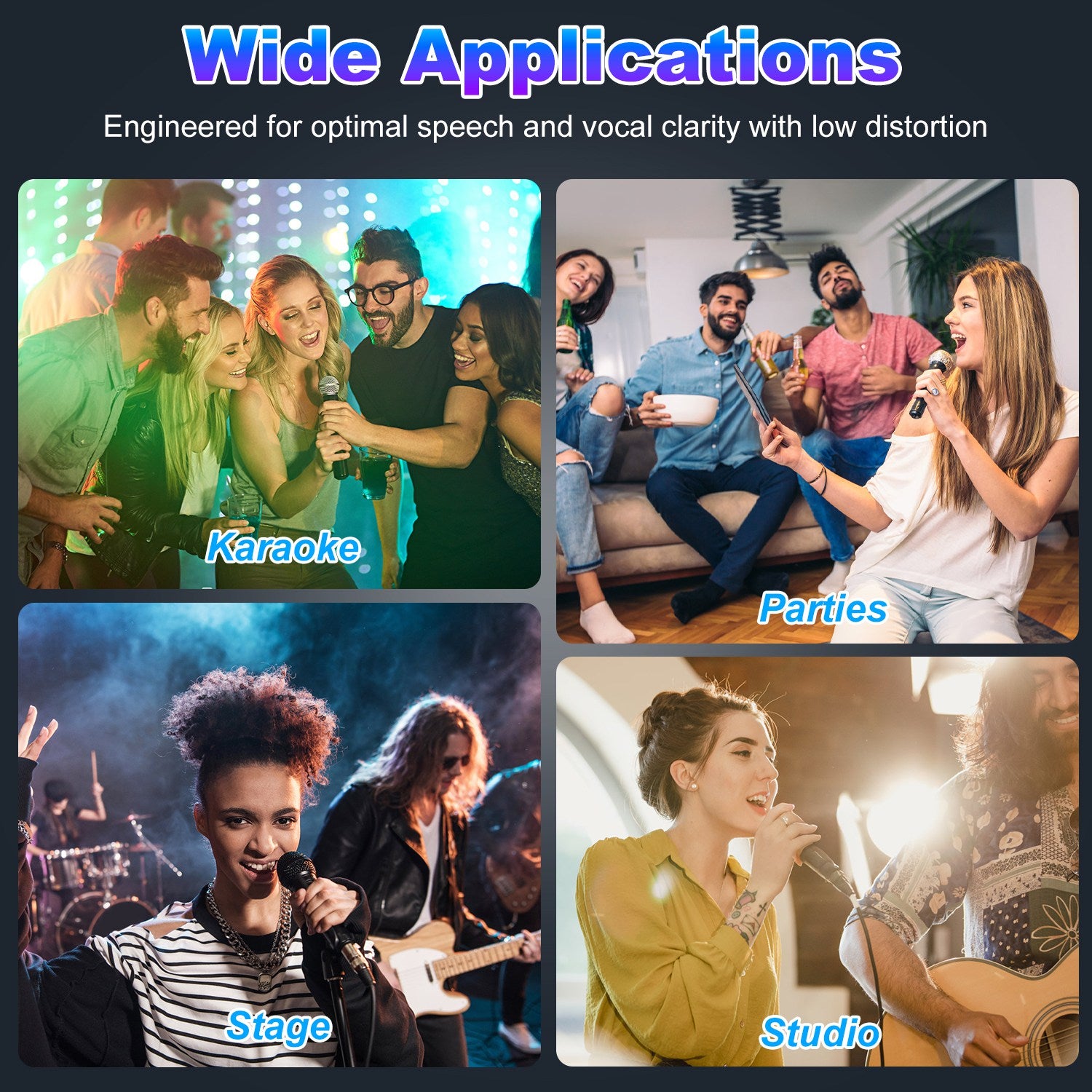 1Pc Handheld Wired Microphone Cardioid Dynamic Vocal Mic With On Off Button 13ft Cable 6.35 Mm Jack For Speaker Karaoke Ampilifier Mixer Professional Studio Live Performance