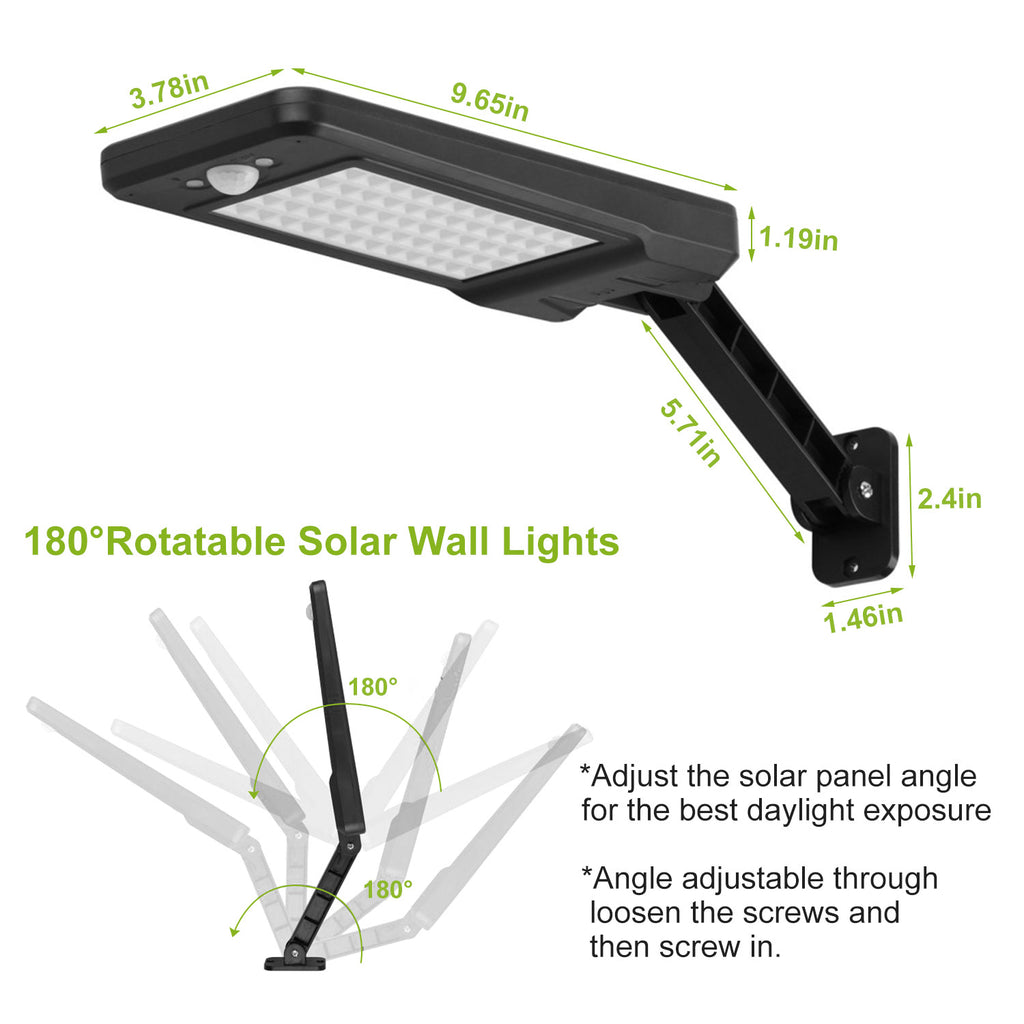 Solar Wall Light Outdoor 60LEDs PIR Motion Sensor Remote Control Wireless Lamps IP65 Waterproof Lighting For Garage Front Door Garden Pathway