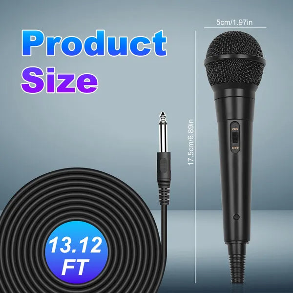 Handheld Wired Microphone Cardioid Dynamic Vocal Mic With On Off 13ft Cable 6.35 Mm Jack For Speaker Karaoke Ampilifier Mixer Professional Studio & Live Performance