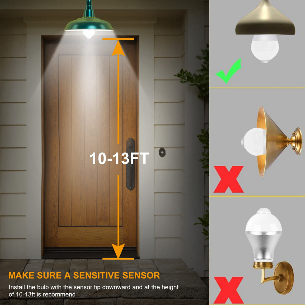 E27 Motion Sensor Light Bulb 9W 6500K Dusk To Dawn Automatic On-Off LED Light Bulb Indoor Outdoor Use