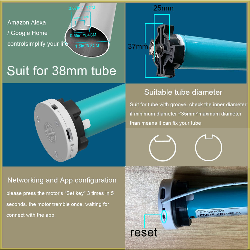 Smart Electric Curtain Motor For 38MM Aluminum Tube