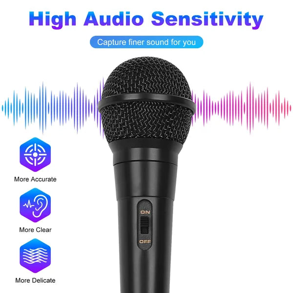 Handheld Wired Microphone Cardioid Dynamic Vocal Mic With On Off 13ft Cable 6.35 Mm Jack For Speaker Karaoke Ampilifier Mixer Professional Studio & Live Performance
