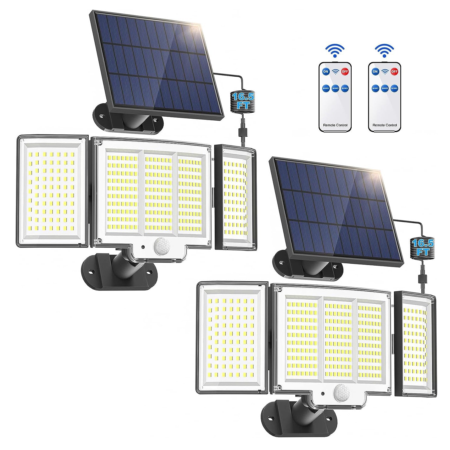 Waterproof Solar Outdoor Light Street Light 348LED 3 Side Adjustable Strap Remote Control