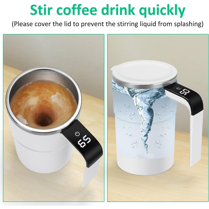 12oz Self Stirring Mug, Auto Magnetic Coffee Mug With LED Display Temperature, Rechargeable Automatic Stirring Cup