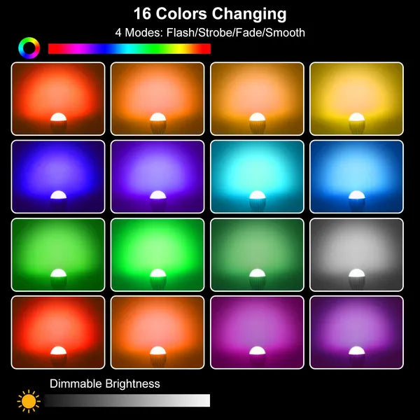 9W LED Light Bulb E27 RGB Lamp Bulb 16 Colors Changable 24-key IR Remote Control
