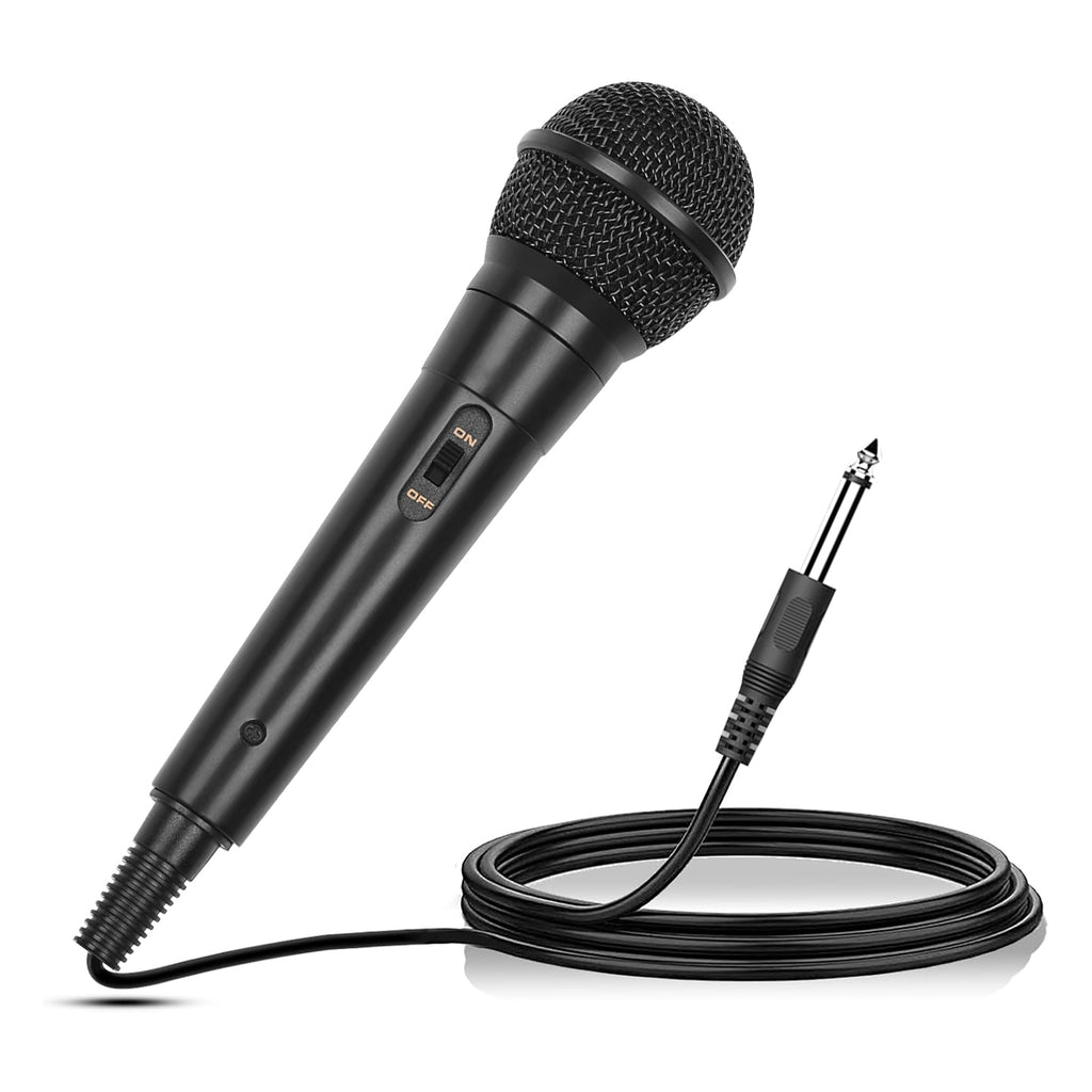 1Pc Handheld Wired Microphone Cardioid Dynamic Vocal Mic With On Off Button 13ft Cable 6.35 Mm Jack For Speaker Karaoke Ampilifier Mixer Professional Studio Live Performance