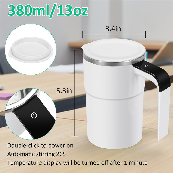 12oz Self Stirring Mug, Auto Magnetic Coffee Mug With LED Display Temperature, Rechargeable Automatic Stirring Cup