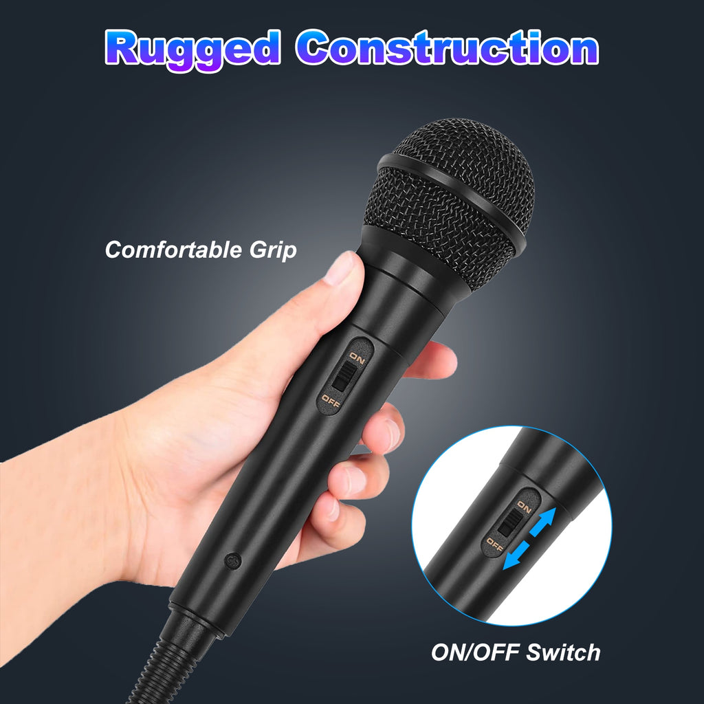 1Pc Handheld Wired Microphone Cardioid Dynamic Vocal Mic With On Off Button 13ft Cable 6.35 Mm Jack For Speaker Karaoke Ampilifier Mixer Professional Studio Live Performance