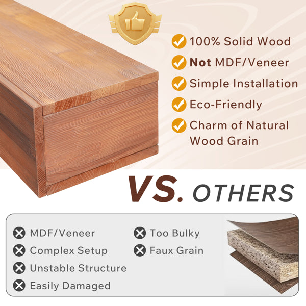 60" Rustic Wood Fireplace Mantel,Wall-Mounted &amp; Floating Shelf For Home Decor