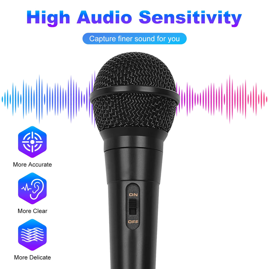 1Pc Handheld Wired Microphone Cardioid Dynamic Vocal Mic With On Off Button 13ft Cable 6.35 Mm Jack For Speaker Karaoke Ampilifier Mixer Professional Studio Live Performance