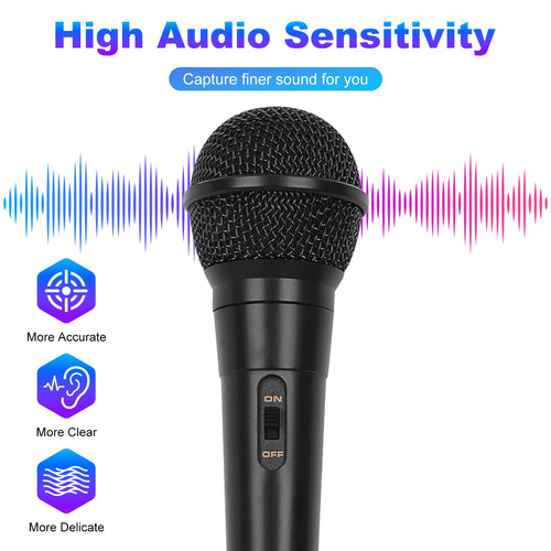 1Pc Handheld Wired Microphone Cardioid Dynamic Vocal Mic With On Off Button 13ft Cable 6.35 Mm Jack For Speaker Karaoke Ampilifier Mixer Professional Studio Live Performance