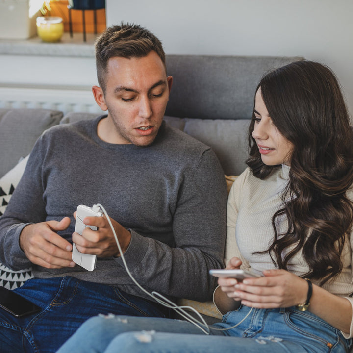 10000mAh Power Bank Portable Charger With US Plug 2 Built-in Cables External Battery Pack With 4 Ouputs 3 Inputs Fit For IOS Phone 14 Android And More