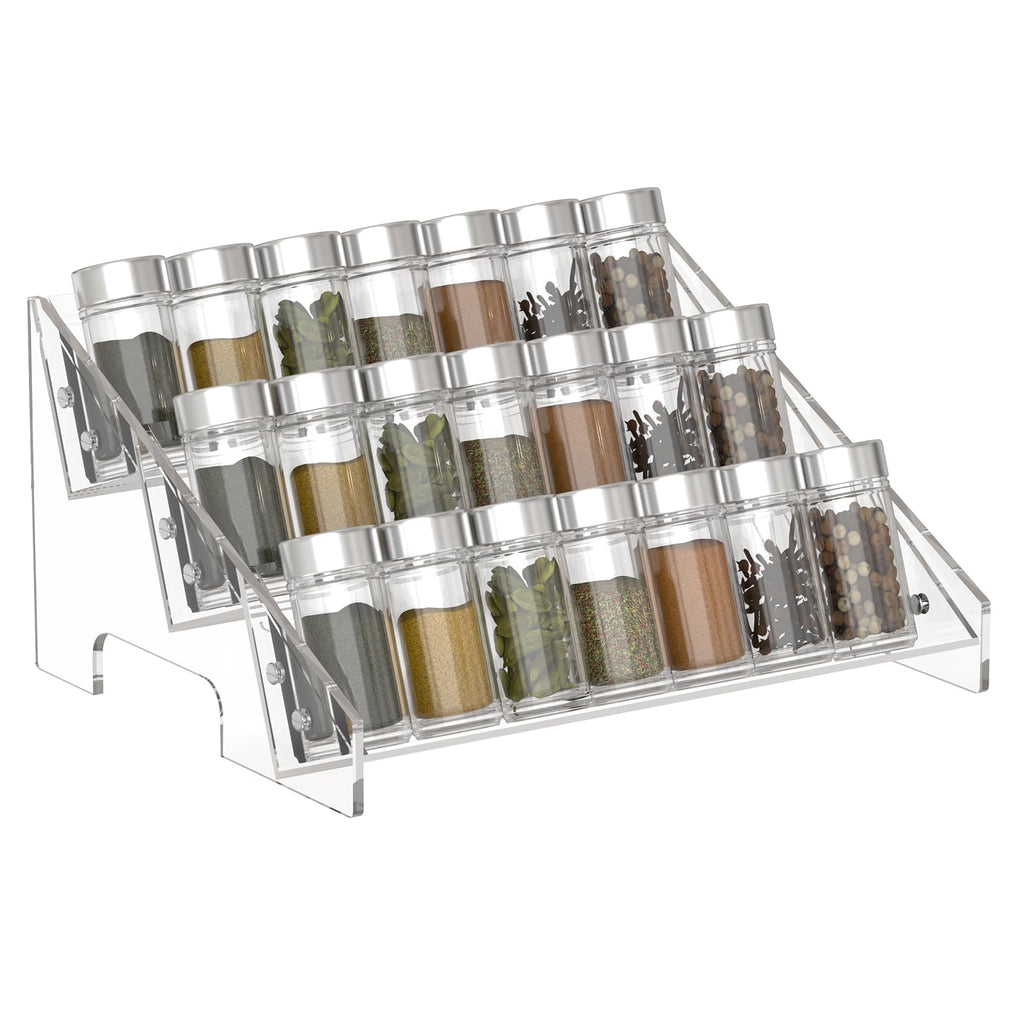 PMMASTO Acrylic Spice Rack Organizer for Cabinet Spice Jars Clear Vert ...